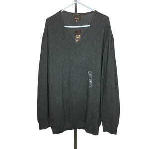 Tasso Elba Men's Gray Knit Long Sleeve V Neck Sweater Size XXL‎ NWT